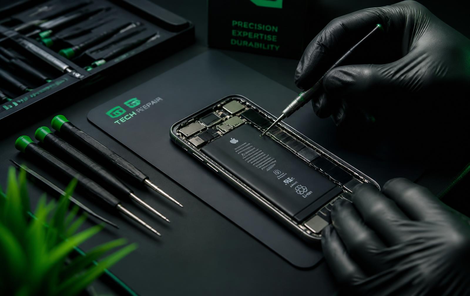 Técnico da Ramos Cell realizando reparo em smartphone